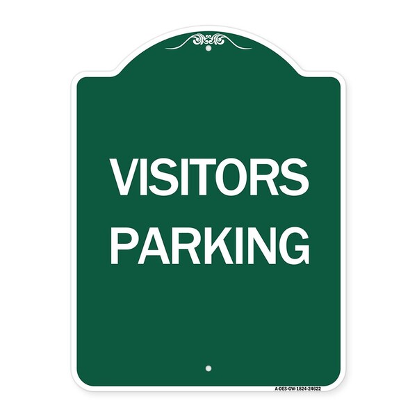 Parking Lot Sign Visitors Parking, Green & White Aluminum Sign, 18" x 24", GW-1824-24622